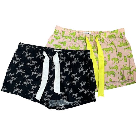 Old Navy 2 Pack Cotton Lounge Shorts XS Animal Print Sleepwear Pajama Shorts Set - Picture 1 of 8